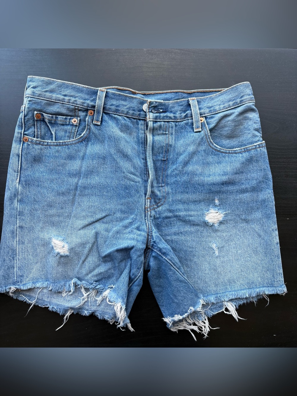 Levi's Distressed 501 Denim Shorts